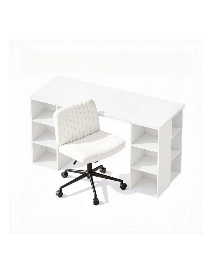 Artiss Office Desk & Chair Set 150cm Computer Desk with 6 Storage Shelves image 3