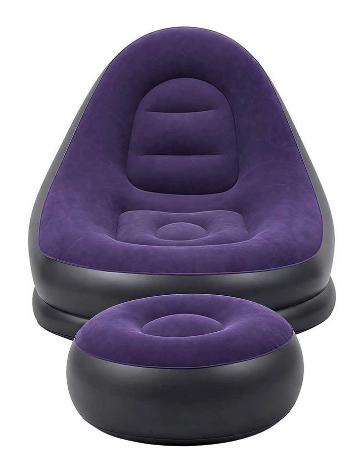 Gardeon Inflatable Chair with Ottoman Air Sofa Blow Up Air Chair for Camping with Pump Purple image 3