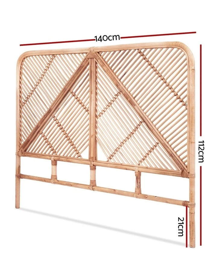 Artiss Bed Headboard Double Bedhead Rattan - FRED Pine image 4