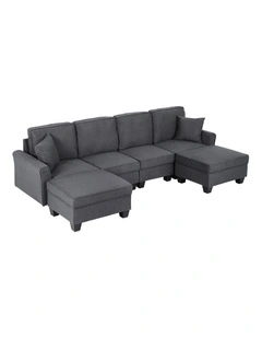 Artiss Modular Sectional U Shaped Storage Sofa Couches for Living Room Grey