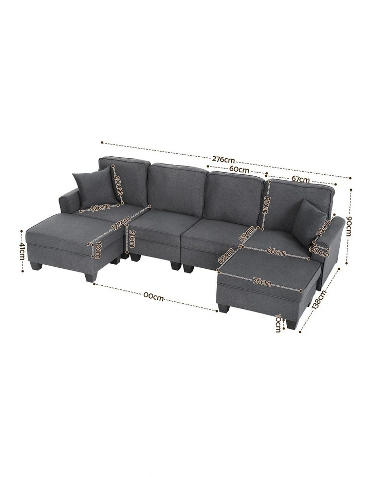 Artiss Modular Sectional U Shaped Storage Sofa Couches for Living Room Grey image 2
