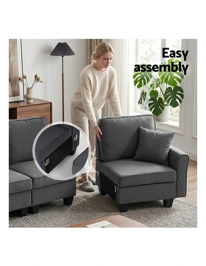 Artiss Modular Sectional U Shaped Storage Sofa Couches for Living Room Grey image 4