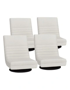Artiss 4XFloor Chair Lounge Sofa Swivel Foldable Linen White