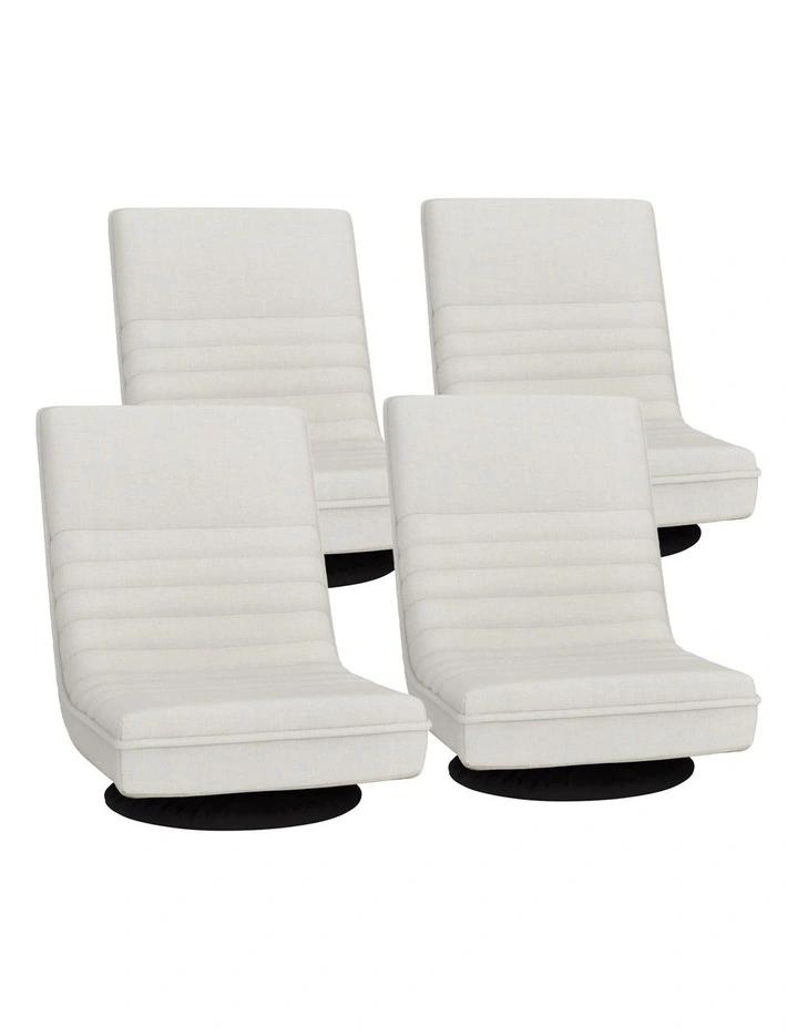 Artiss 4XFloor Chair Lounge Sofa Swivel Foldable Linen White image 1