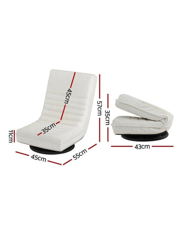 Artiss 4XFloor Chair Lounge Sofa Swivel Foldable Linen White image 2