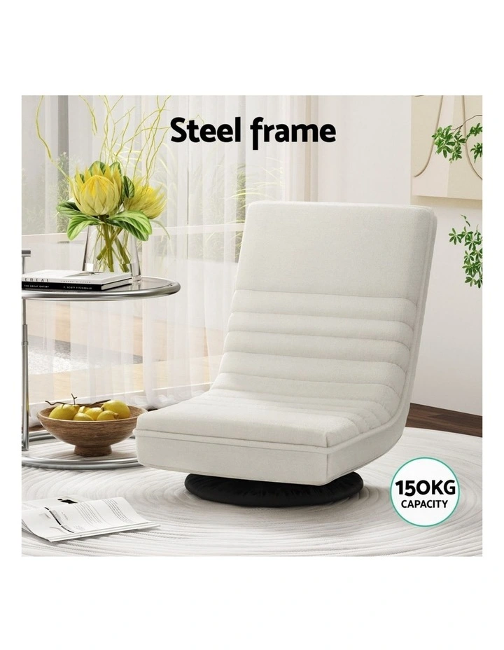 Artiss 4XFloor Chair Lounge Sofa Swivel Foldable Linen White image 5