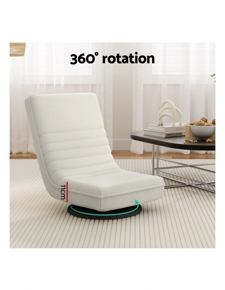 Artiss 4XFloor Chair Lounge Sofa Swivel Foldable Linen White image 6