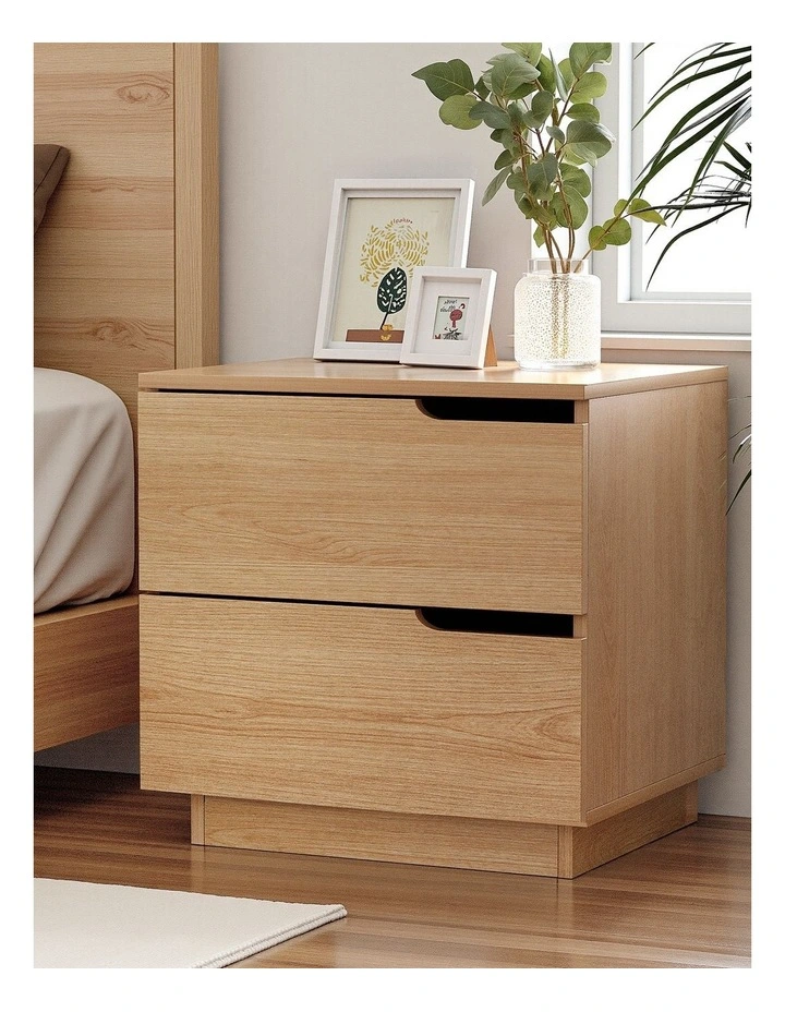 Artiss Bedside Table 2 Drawers Nightstand Pine image 3