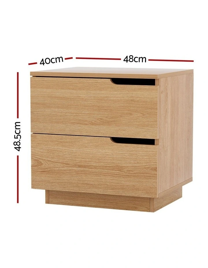 Artiss Bedside Table 2 Drawers Nightstand Pine image 4