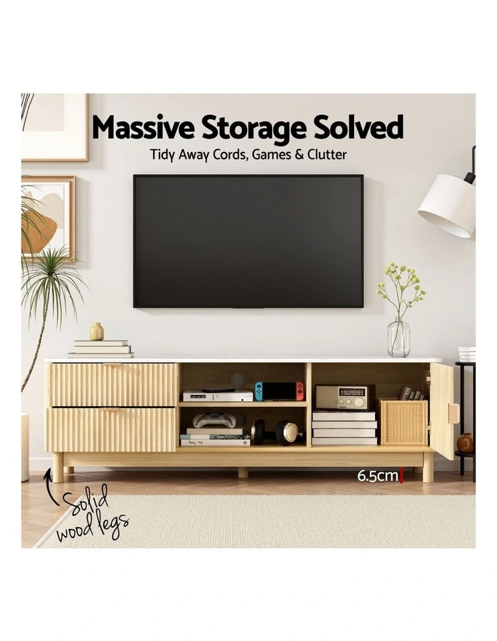 Artiss TV Unit & Coffee Table Set Storage Drawers Pine image 6