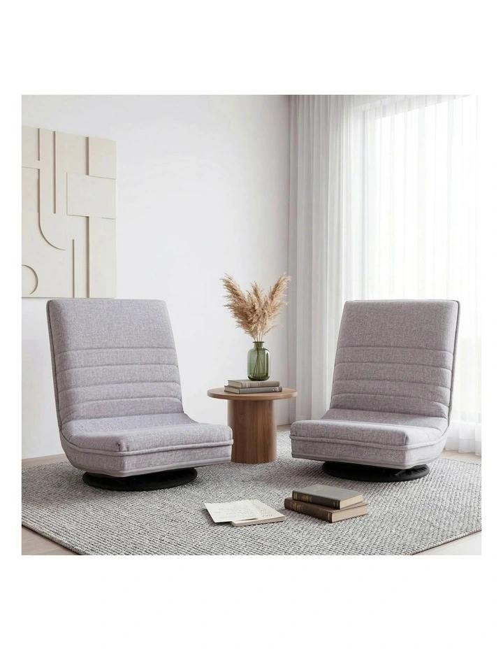 Artiss 2 Swivel Floor Chair 360 Adjustable Foldable Lounge Seat Floor Sofa Chair Grey image 3