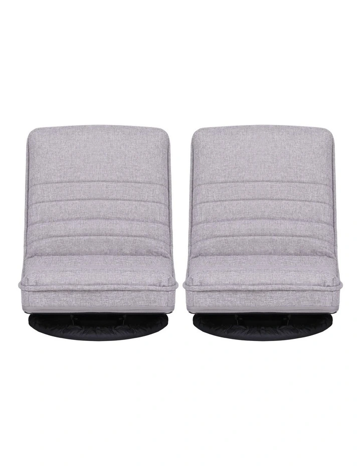 Artiss 2 Swivel Floor Chair 360 Adjustable Foldable Lounge Seat Floor Sofa Chair Grey image 4