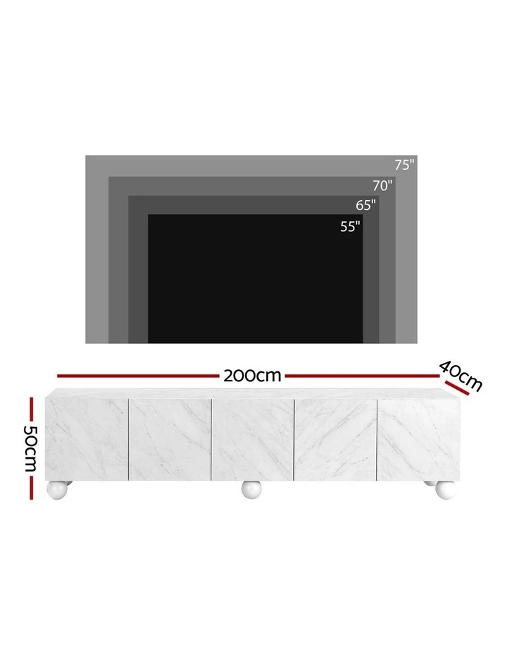 Artiss TV Unit Entertainment Unit Storage Cabinet 200cm White image 5