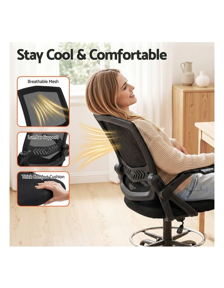 Artiss Drawing Table & Ergonomic Chair with Tempered Glass Top image 5