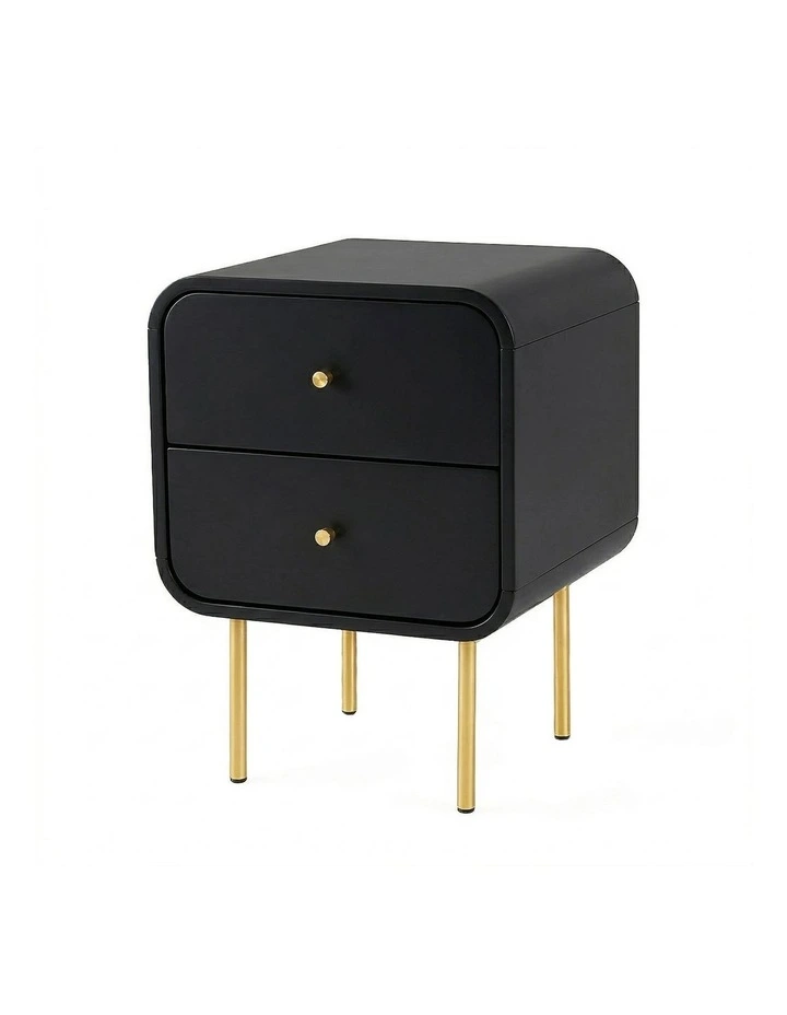 Artiss Bedside Table 2 Drawers Side End Table Nightstand Black image 4