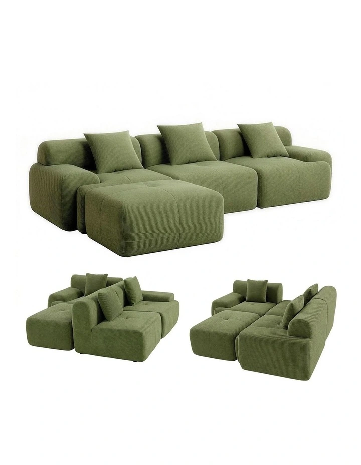 Artiss 300cm Modular Sofa Bed Comfort L-Shaped Sectional Boneless Couch Green image 1
