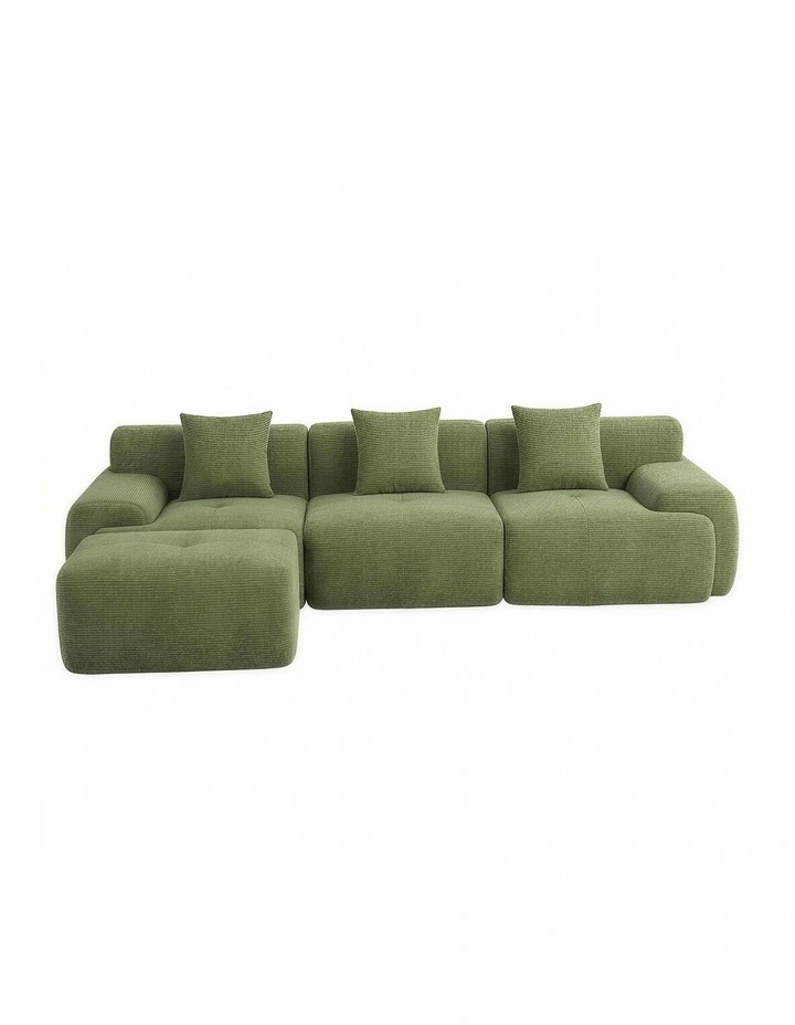 Artiss 300cm Modular Sofa Bed Comfort L-Shaped Sectional Boneless Couch Green image 2