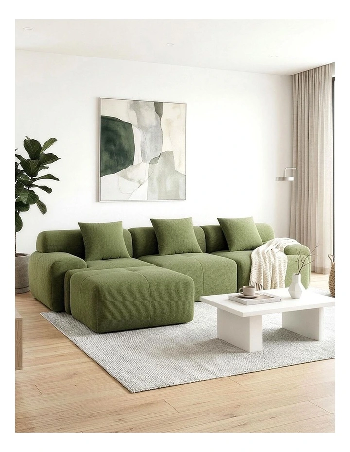 Artiss 300cm Modular Sofa Bed Comfort L-Shaped Sectional Boneless Couch Green image 3