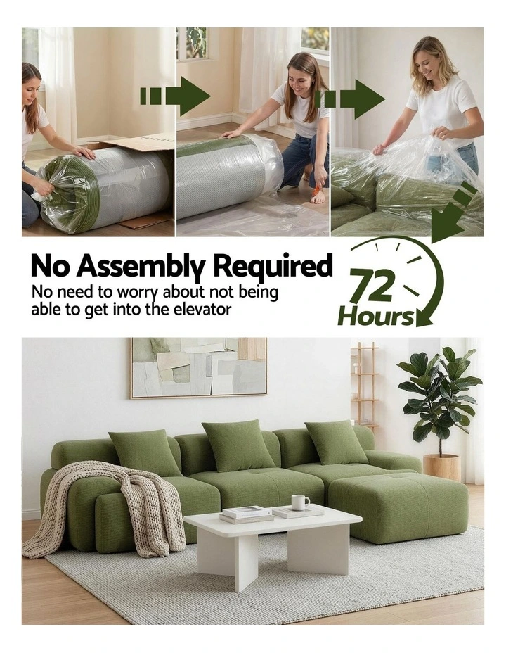 Artiss 300cm Modular Sofa Bed Comfort L-Shaped Sectional Boneless Couch Green image 6
