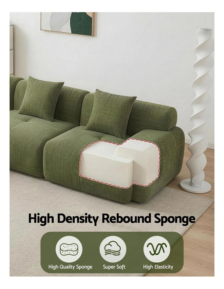 Artiss 300cm Modular Sofa Bed Comfort L-Shaped Sectional Boneless Couch Green image 7