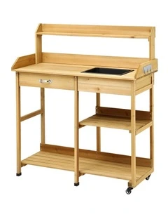 Gardeon Outdoor Potting Bench Table Storage Cabinet Potters Garden Workstation Natural