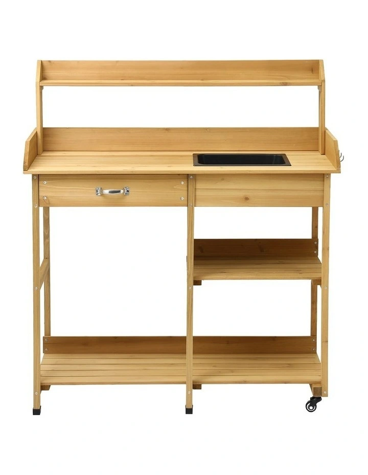 Gardeon Outdoor Potting Bench Table Storage Cabinet Potters Garden Workstation Natural image 3