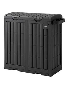 Gardeon Outdoor Trash Cans Dual Compartment Trash Can 220L Black