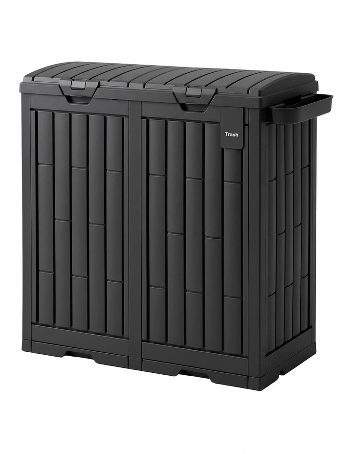 Gardeon Outdoor Trash Cans Dual Compartment Trash Can 220L Black image 1