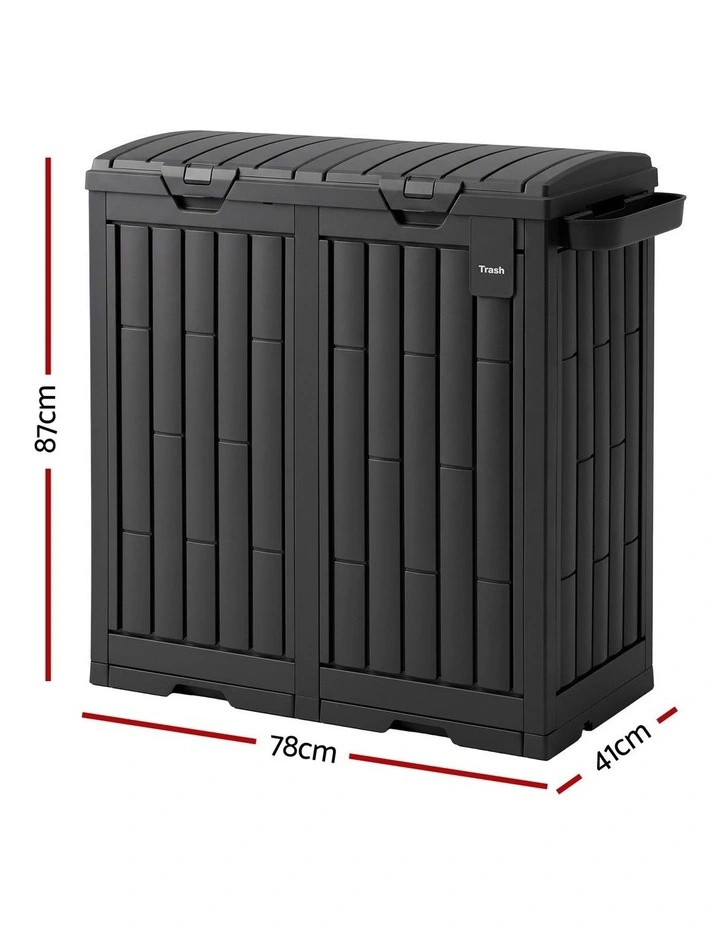 Gardeon Outdoor Trash Cans Dual Compartment Trash Can 220L Black image 2