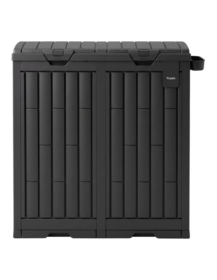 Gardeon Outdoor Trash Cans Dual Compartment Trash Can 220L Black image 3