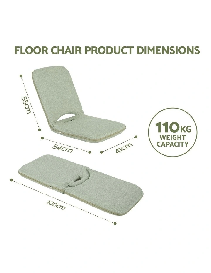 Artiss Floor Chair 5 Position Adjustable Green Lazy Sofa for Living Room Bedroom image 2