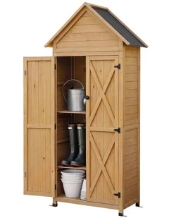 Gardeon Outdoor Storage Cabinet Cupboard Tool Organizer Shed Adjustable Natural
