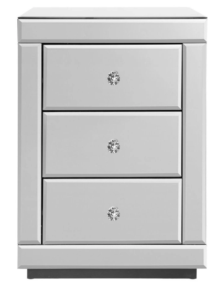 Artiss Set of 2 Bedside Table 3 Drawers Mirrored Glass - PRESIA Silver image 4