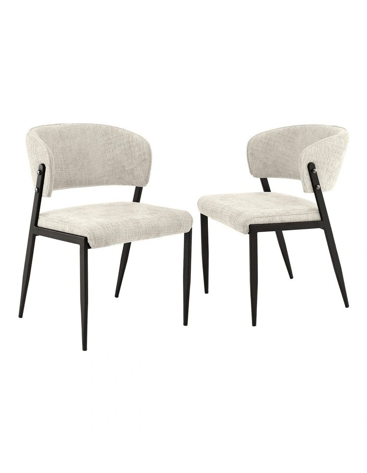 Artiss Dining Chairs Set of 2 Linen Fabric Soft Upholstered Chairs Beige image 1