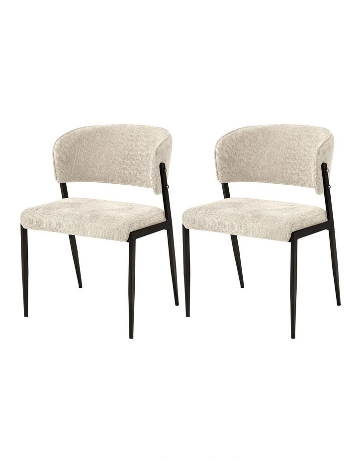 Artiss Dining Chairs Set of 2 Linen Fabric Soft Upholstered Chairs Beige image 3
