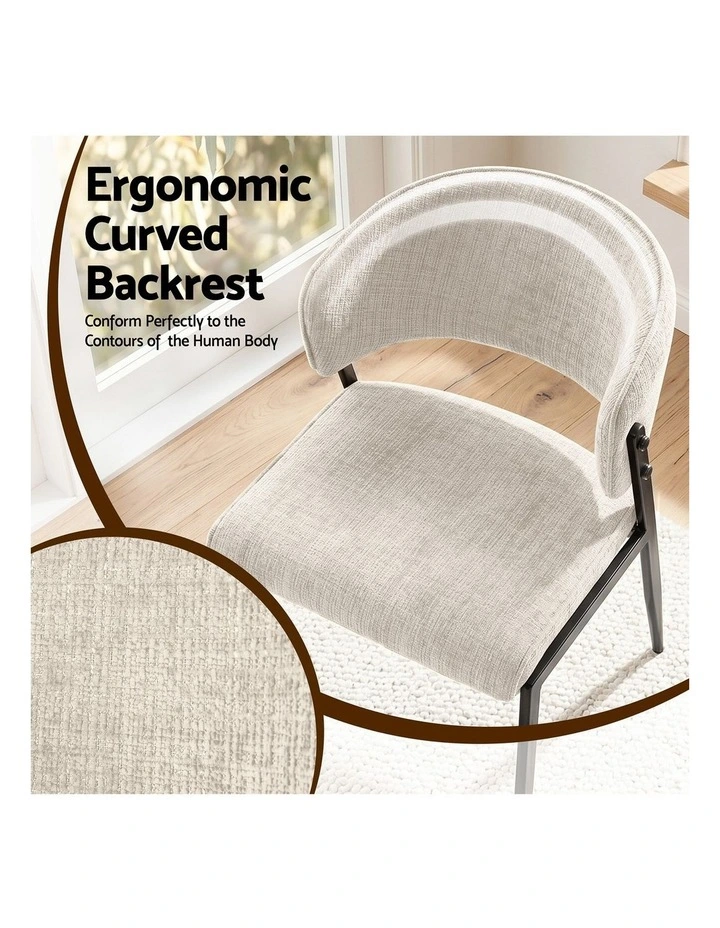 Artiss Dining Chairs Set of 2 Linen Fabric Soft Upholstered Chairs Beige image 7