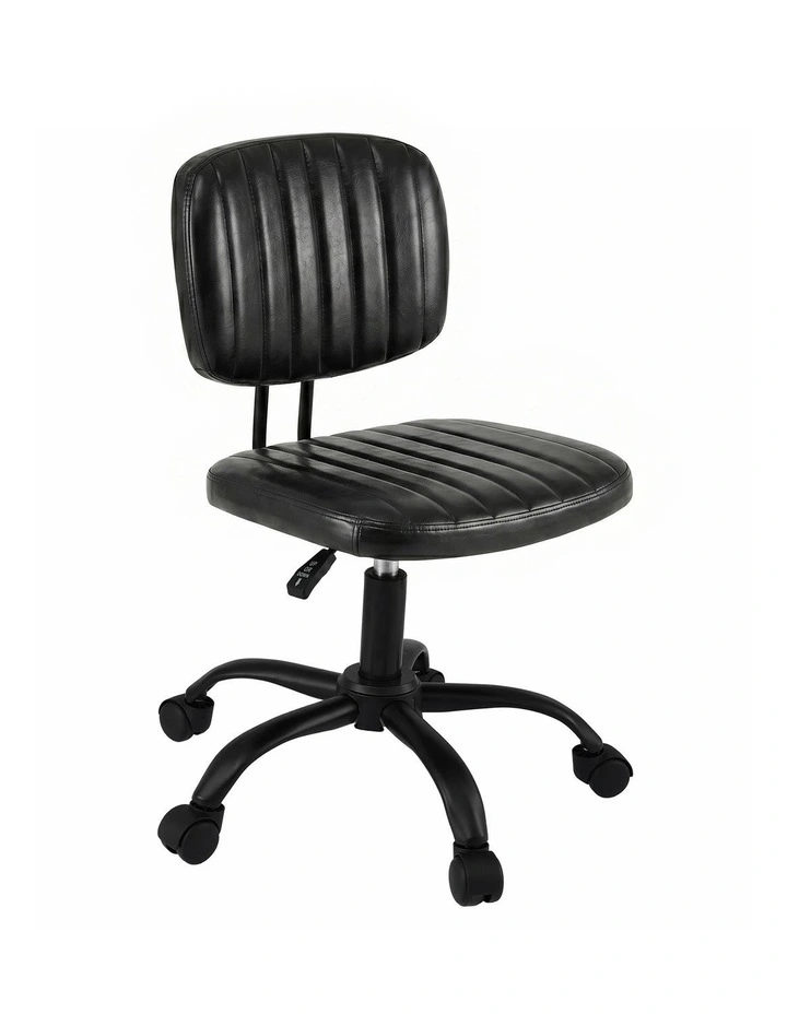 Artiss Armless PU Leather Office Chair Adjustable Swivel Black image 3