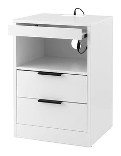 Artiss Bedside Table LED Nightstand Charging Station 2 Drawers - White