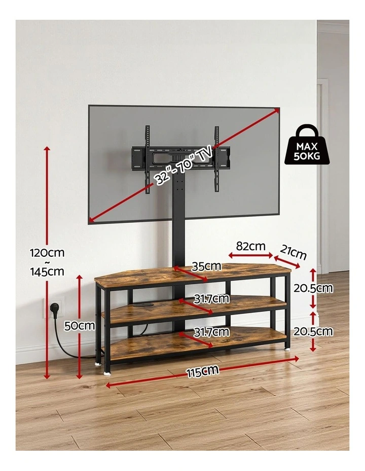 Artiss Corner TV Stand 32-70 w/ Mount LED Lights & Power Outlet Space Saving image 5