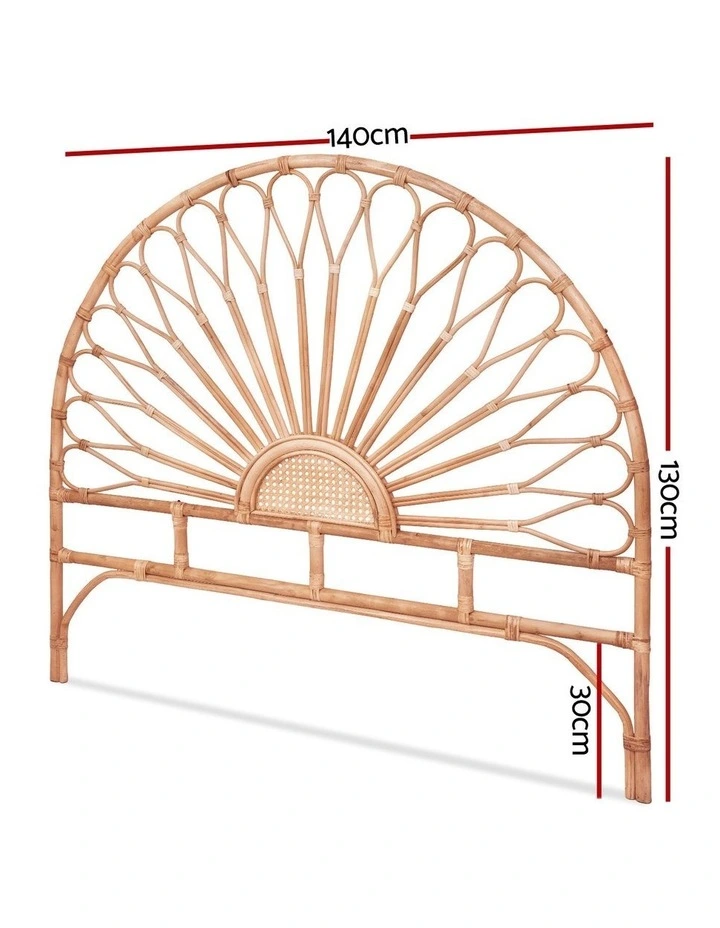 Artiss Bed Headboard Double Bedhead Rattan - MARI Pine image 4