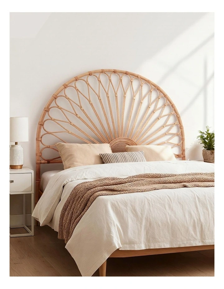 Artiss Bed Headboard Double Bedhead Rattan - MARI Pine image 6