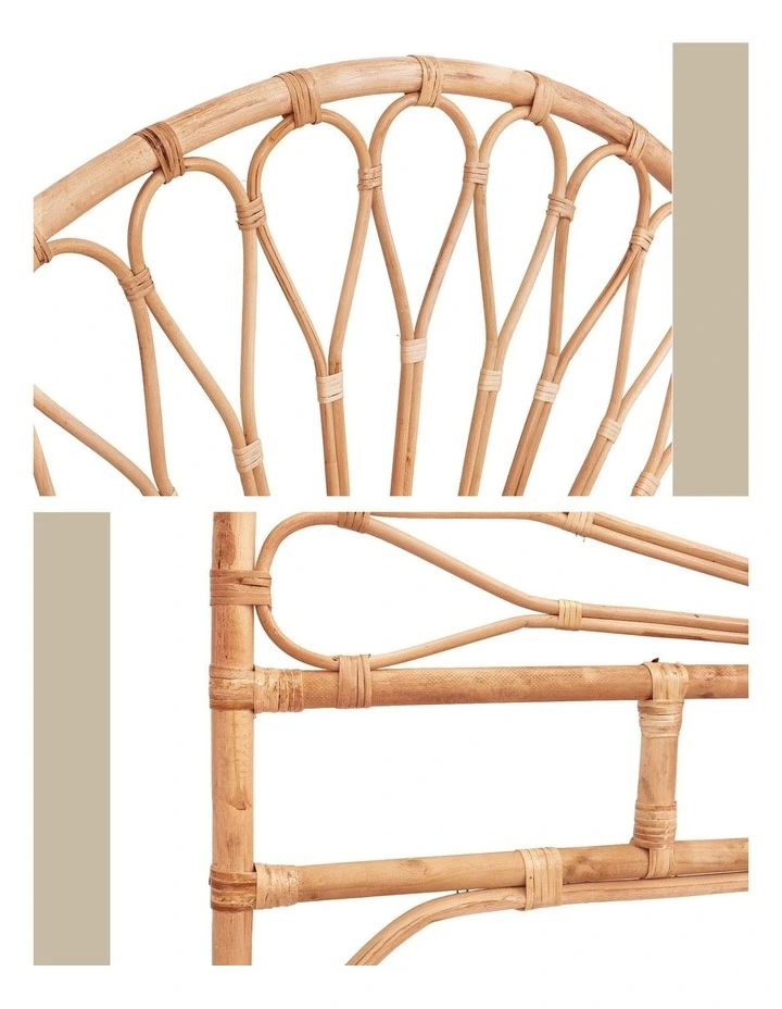 Artiss Bed Headboard Double Bedhead Rattan - MARI Pine image 7