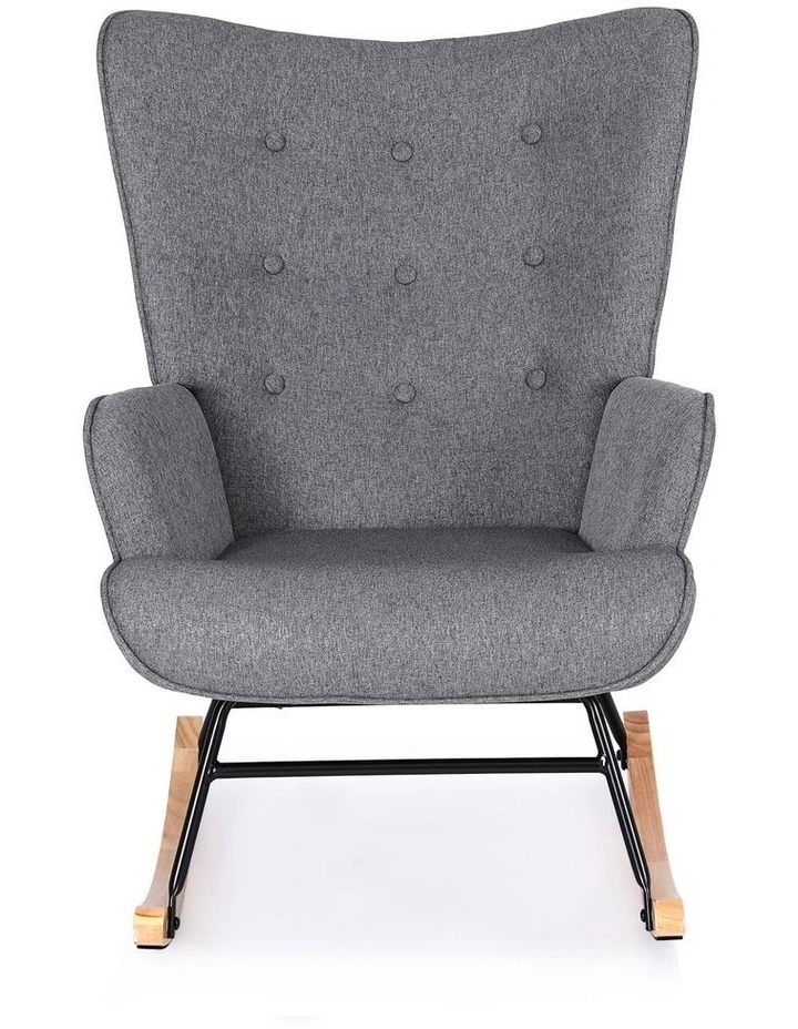 Artiss Rocking Chair Armchair Nursing Boucle Fabric Grey image 2