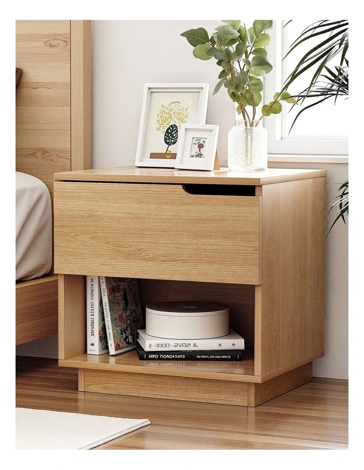 Artiss Bedside Table 1 Drawer 1 Shelf Nightstand Pine image 3