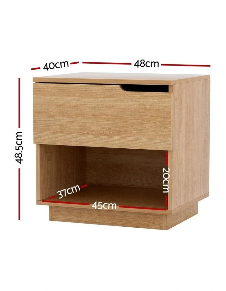 Artiss Bedside Table 1 Drawer 1 Shelf Nightstand Pine image 4