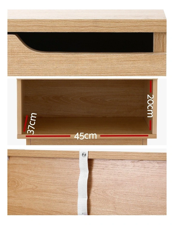 Artiss Bedside Table 1 Drawer 1 Shelf Nightstand Pine image 6