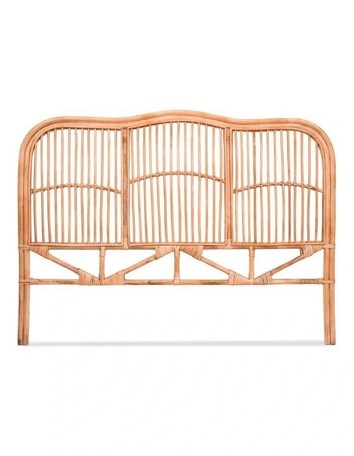 Artiss Bed Headboard Queen Bedhead Rattan - NERO Pine image 2