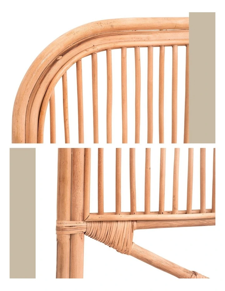 Artiss Bed Headboard Queen Bedhead Rattan - NERO Pine image 7