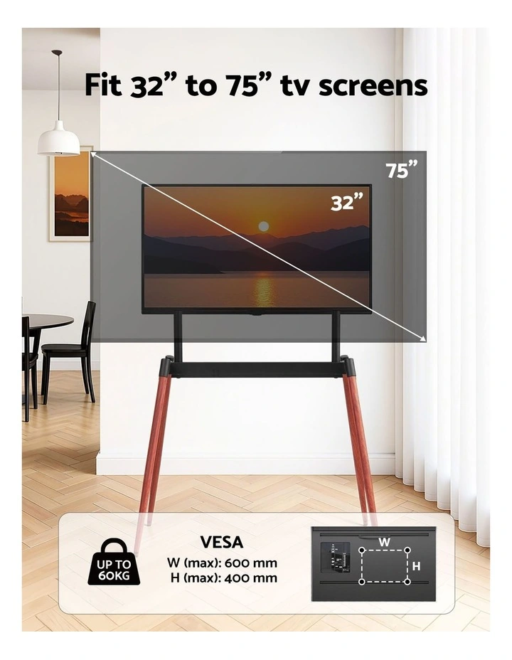 Artiss TV Stand 32-75 inch LED LCD Screen Wooden Floor Easel Height Adjustable image 6