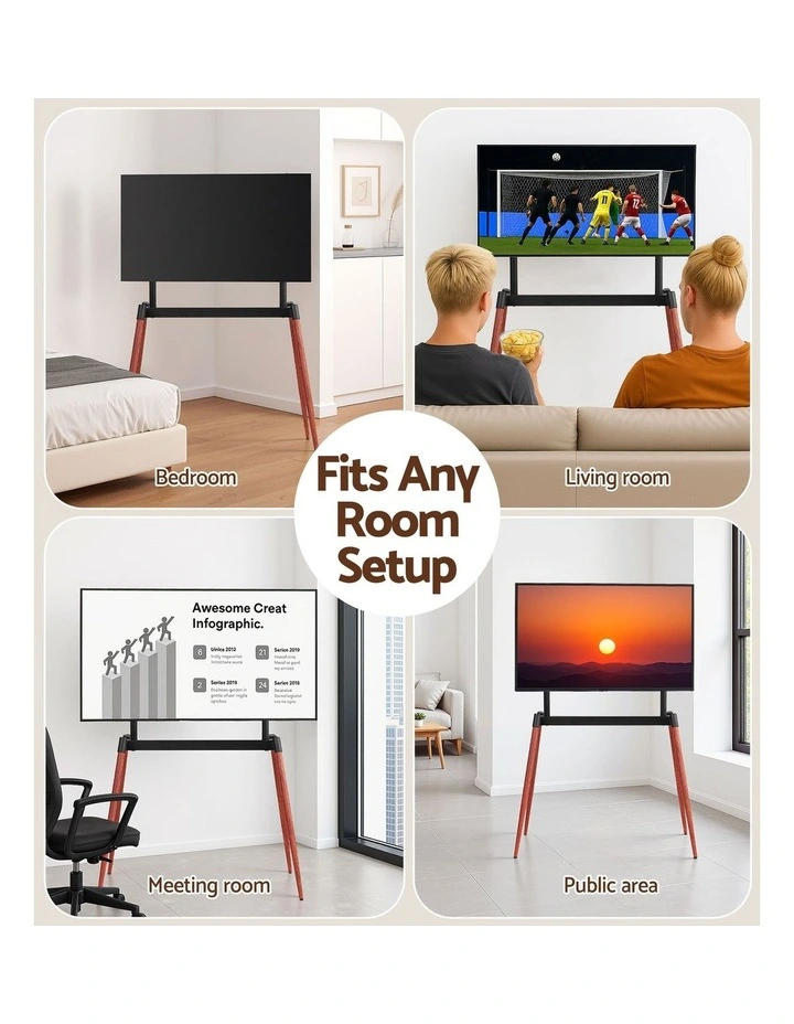 Artiss TV Stand 32-75 inch LED LCD Screen Wooden Floor Easel Height Adjustable image 7